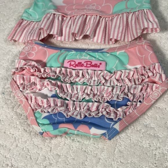 Ruffle Butts infant swimsuit 2 piece long sleeve and pull on bottoms 3-6 M - Picture 3 of 8